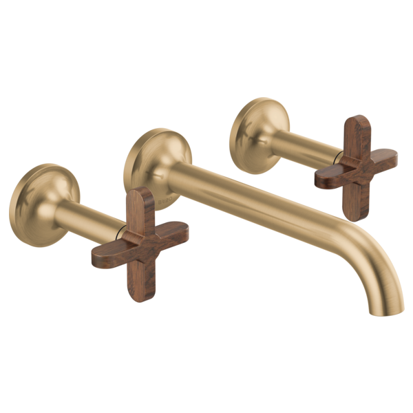 Brizo Two-Handle Wall Mount Lavatory Faucet W/ Wooden Cross Handles and Wall Mount 2