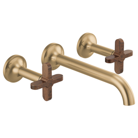 Brizo Two-Handle Wall Mount Lavatory Faucet W/ Wooden Cross Handles and Wall Mount 2