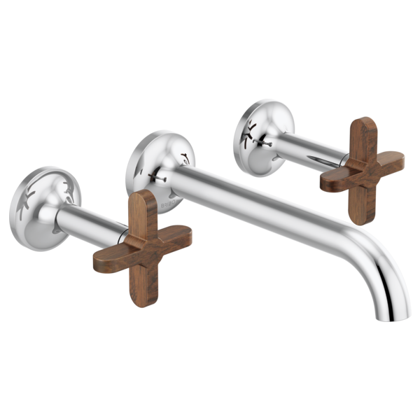 Brizo Two-Handle Wall Mount Lavatory Faucet W/ Wooden Cross Handles and Wall Mount 3