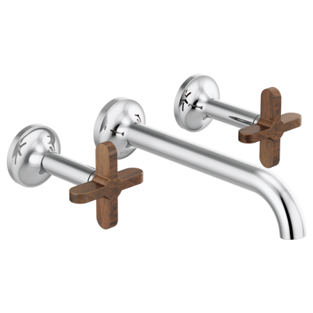 Brizo Two-Handle Wall Mount Lavatory Faucet W/ Wooden Cross Handles and Wall Mount 3