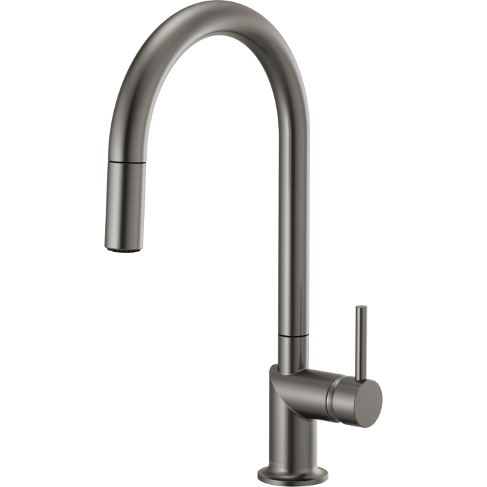 Brizo 63075LF stainless steel single-handle bathroom faucet with metal lever handle and modern design.