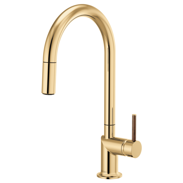 Brizo 63075LF single handle bathroom faucet with stainless steel finish and wood lever handle Kit.