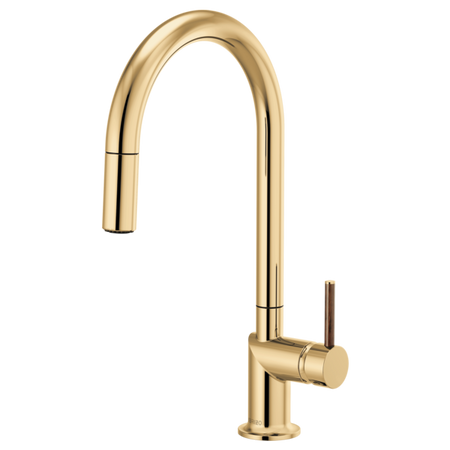 Brizo 63075LF single handle bathroom faucet with stainless steel finish and wood lever handle Kit.