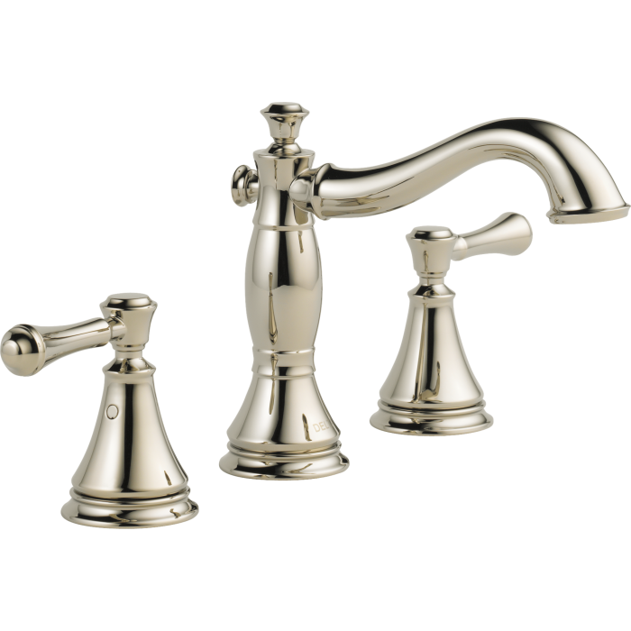 Delta Cassidy Bathroom Faucet, Two-Handle Widespread – Champagne Bronze & Polished Nickel 2