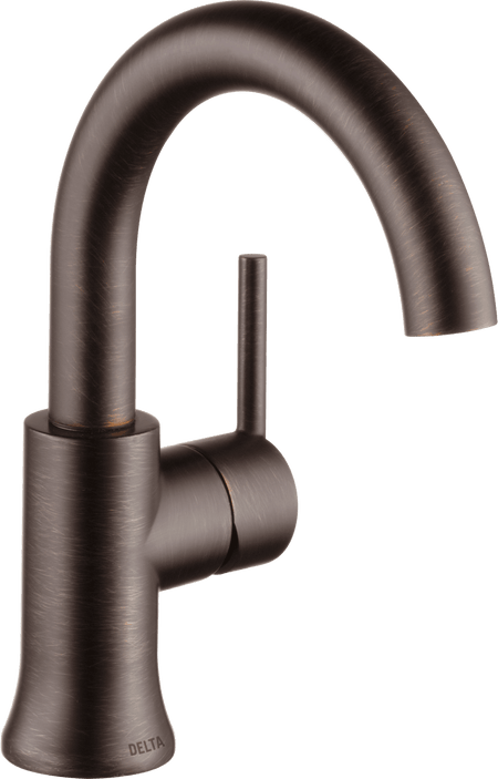 Black Delta 559HA Series kitchen faucet with stainless steel finish and champagne bronze accents, modern and durable design.