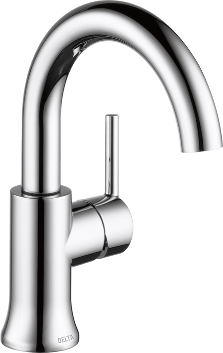 Delta 559HA kitchen faucet in black, Champagne Bronze, and stainless steel finish with modern design and single-handle operation.