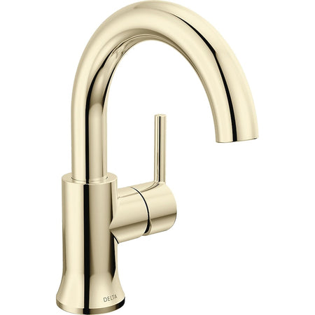 Delta 559HA series kitchen faucet in matte black with champagne bronze and stainless steel finishes, showcasing a modern design.