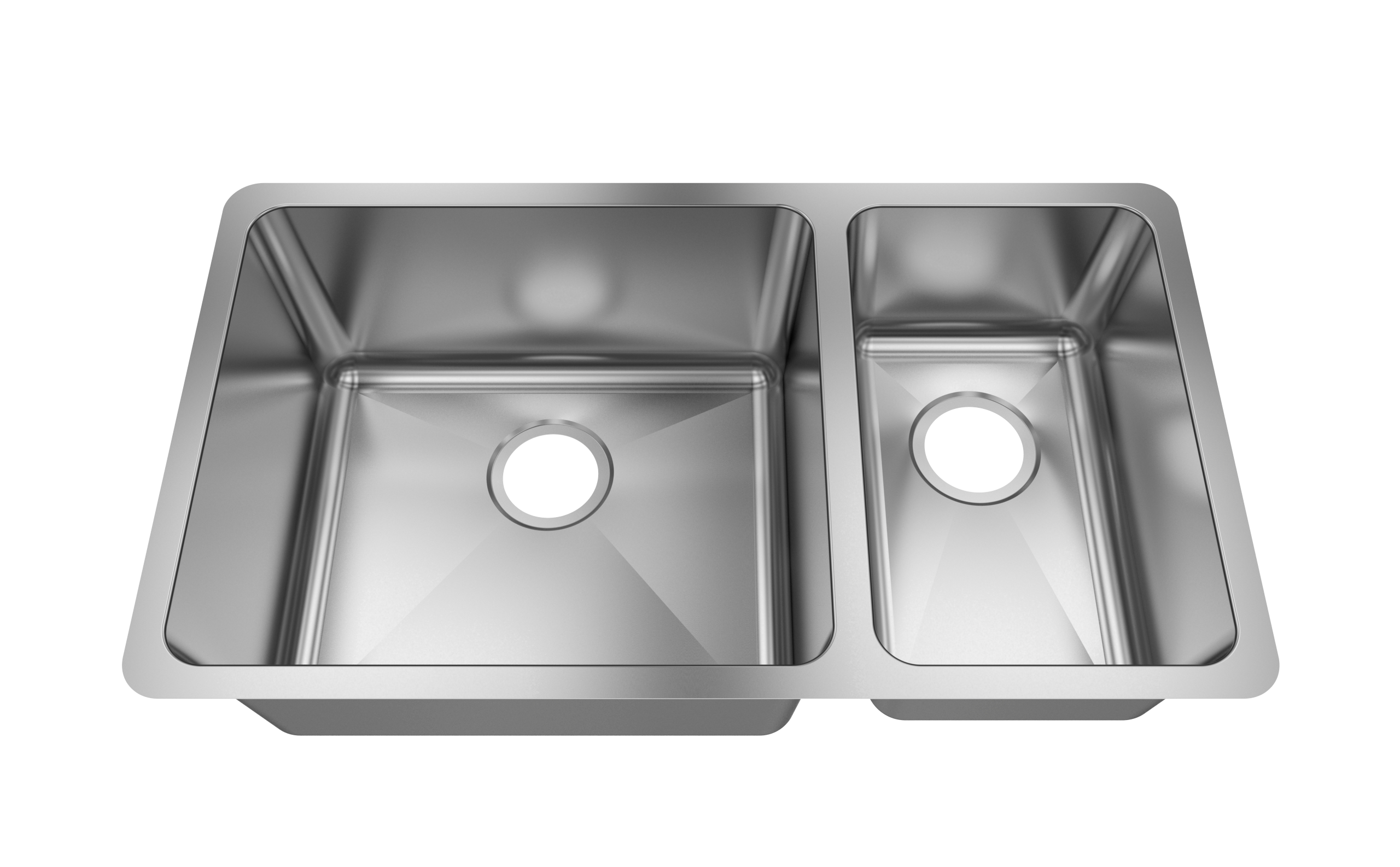Jade- Onyx 18 Gauge 6040 Reversible Undermount Kitchen Sink, Radial Corners, 32x18x9/7 5