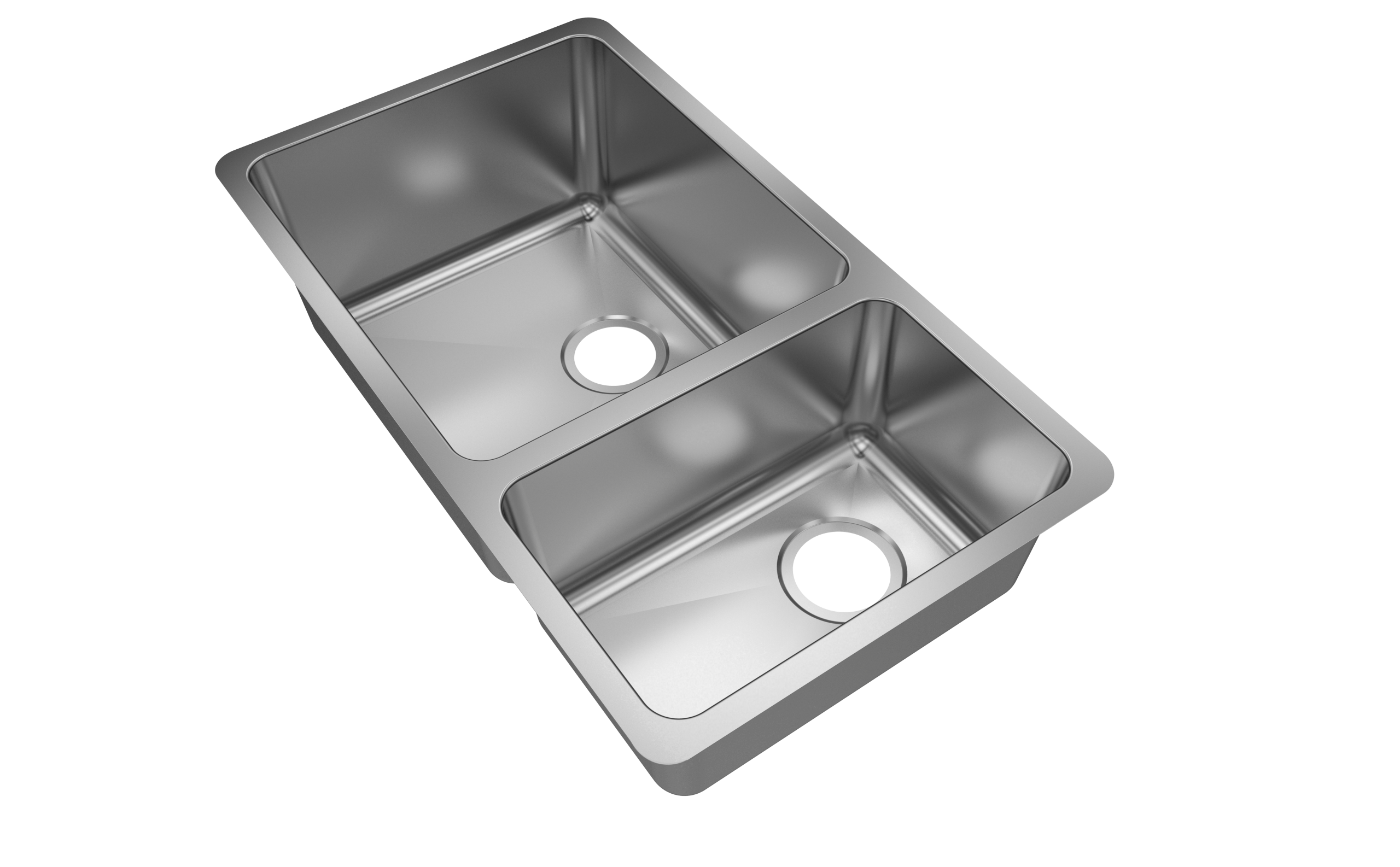 Jade- Onyx 18 Gauge 6040 Reversible Undermount Kitchen Sink, Radial Corners, 32x18x9/7 6