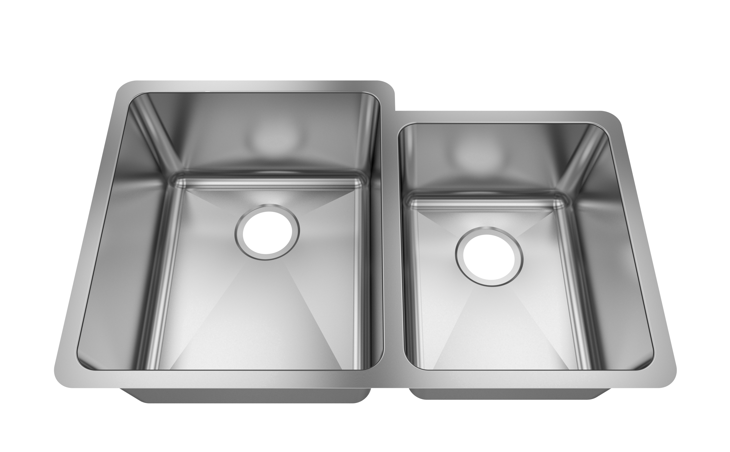 Jade-Sapphire 18 Gauge 6040 Offset Undermount Kitchen Sink, Radial Corners, 32x20.5x9/7 1