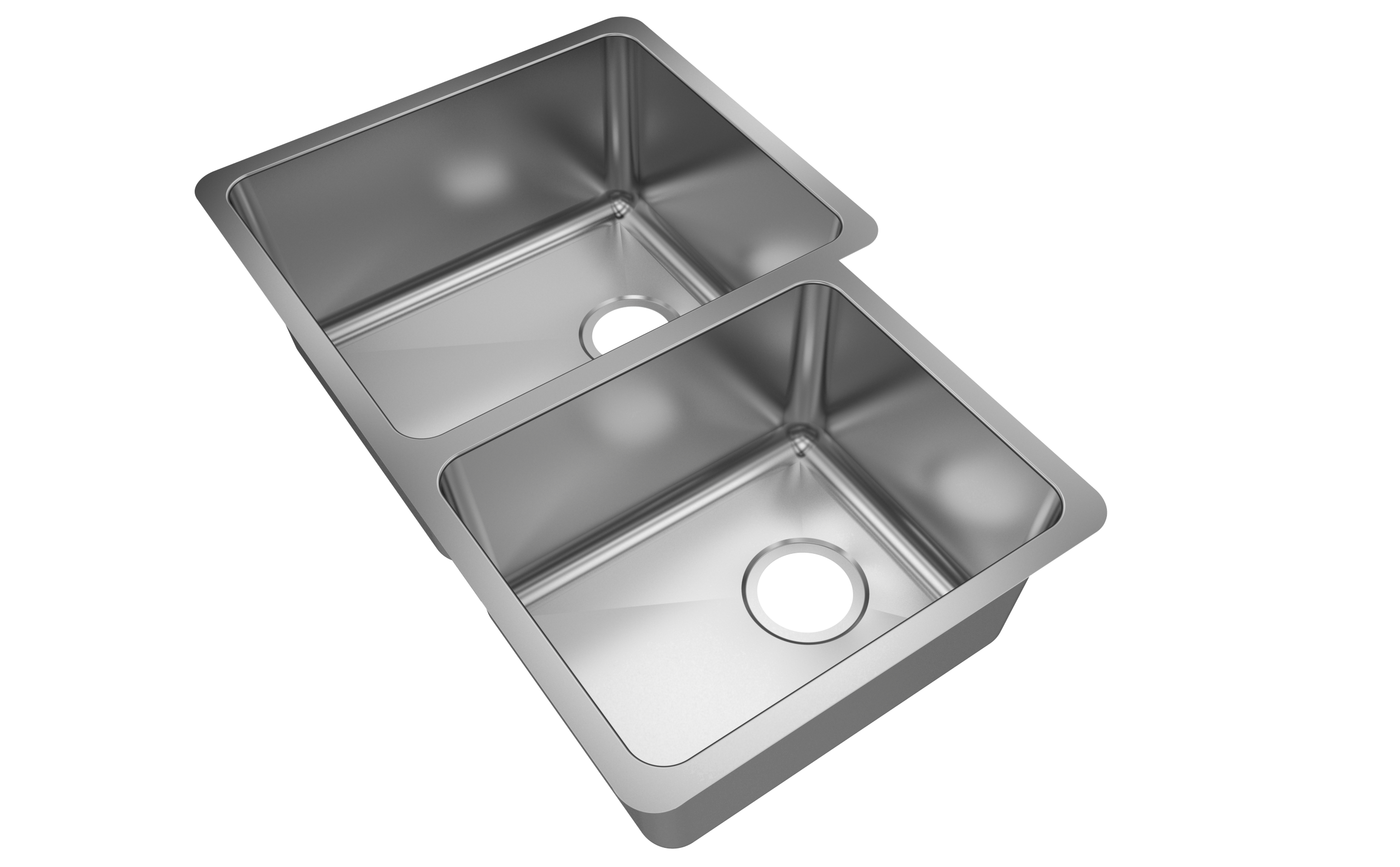 Jade-Sapphire 18 Gauge 6040 Offset Undermount Kitchen Sink, Radial Corners, 32x20.5x9/7 2