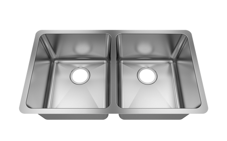 Jade-Topaz 18 Gauge 5050 Undermount Kitchen Sink, Radial Corners, 32x18x9/9 4