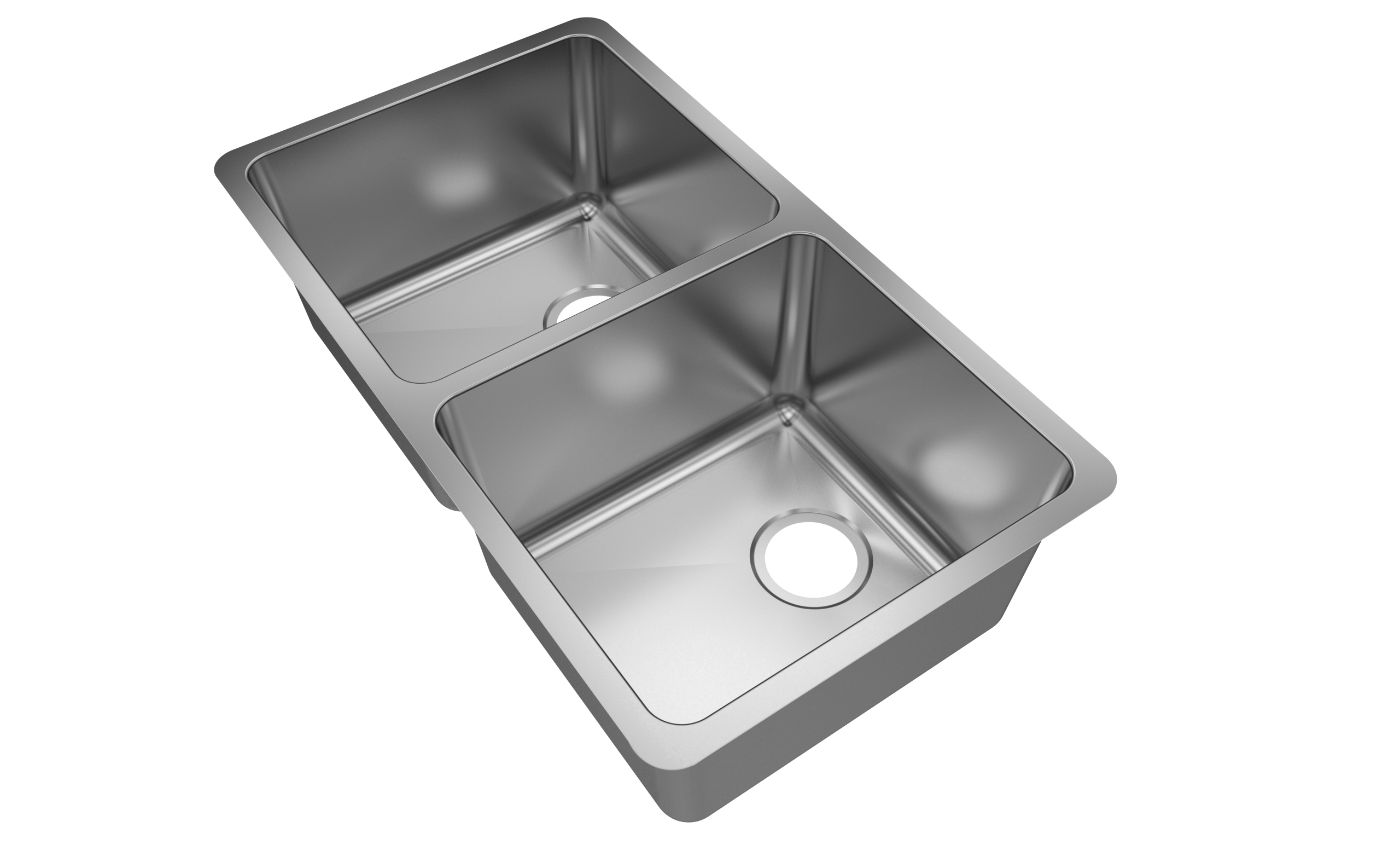 Jade-Topaz 18 Gauge 5050 Undermount Kitchen Sink, Radial Corners, 32x18x9/9 3