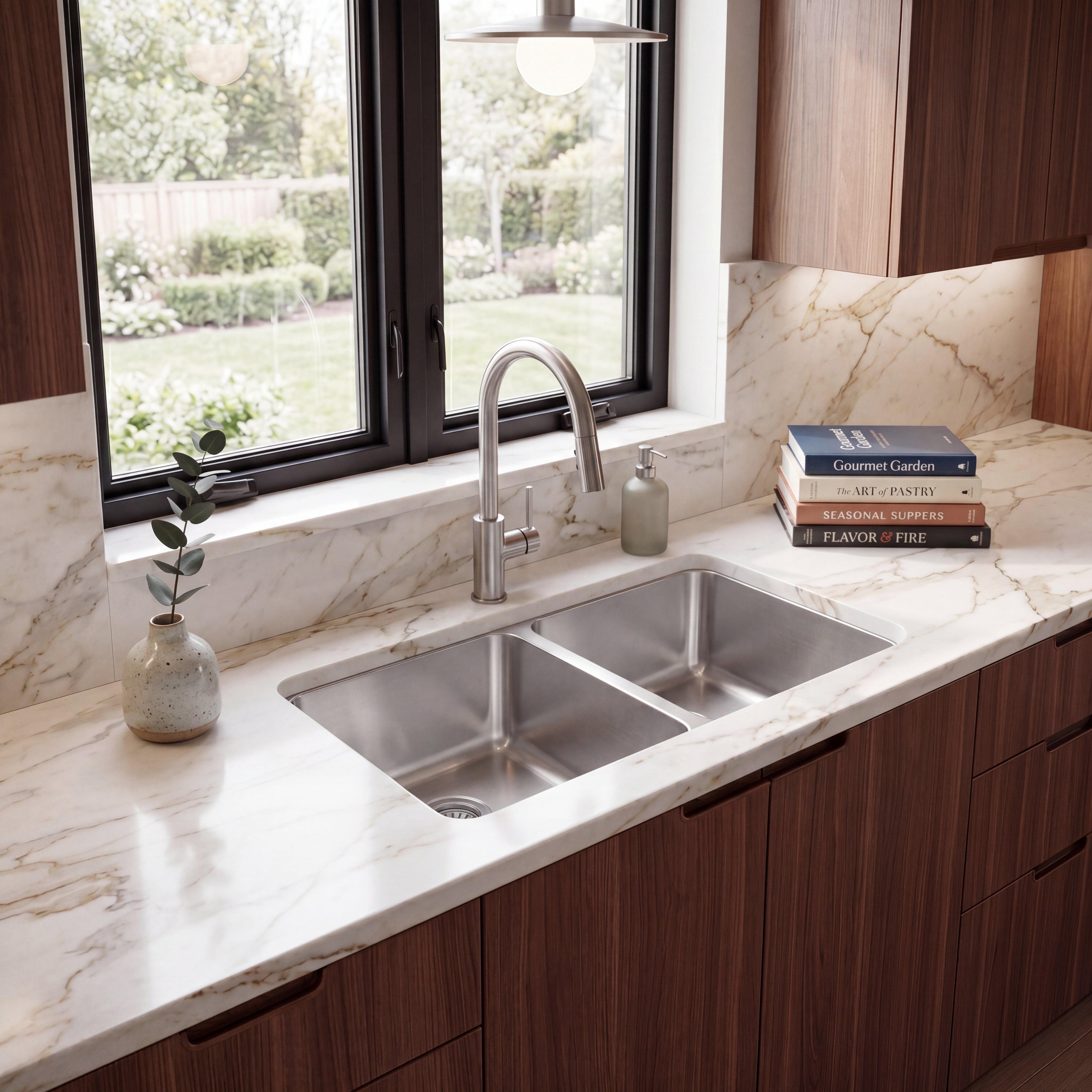 Jade-Topaz 18 Gauge 5050 Undermount Kitchen Sink, Radial Corners, 32x18x9/9 5 7