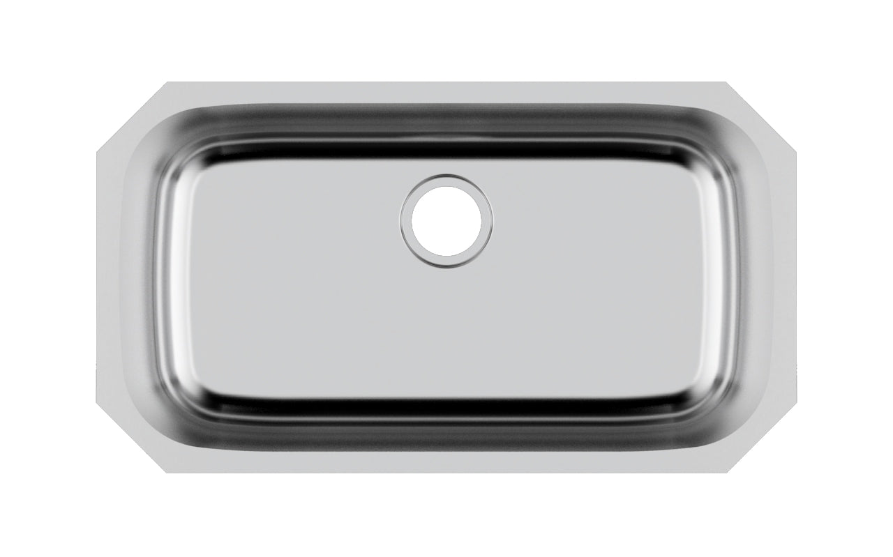 Liberty- Miami ADA 18 Gauge Single Bowl Undermount Kitchen Sink ADA, Radial Corners, 32x18x6 4