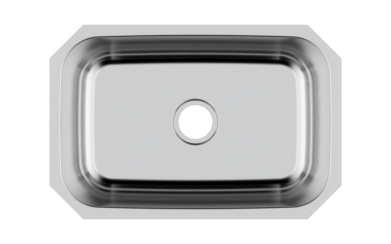 Liberty-Tulsa 27 18 Gauge Single Bowl Undermount Kitchen Sink, Radial Corners, 27x18x9 5