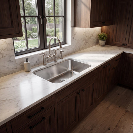 Liberty-Tulsa 27 18 Gauge Single Bowl Undermount Kitchen Sink, Radial Corners, 27x18x9 6 7