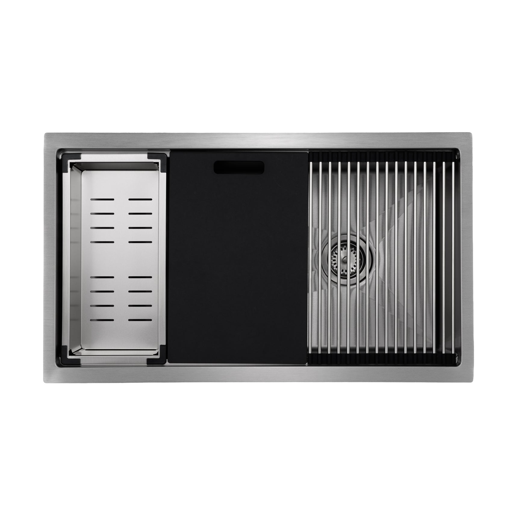 Master Chef - Armada  33" Stainless Steel-Culinary Sink w/offset Drain Antibacterial/cut Resist coated33.5x19.5x10 6