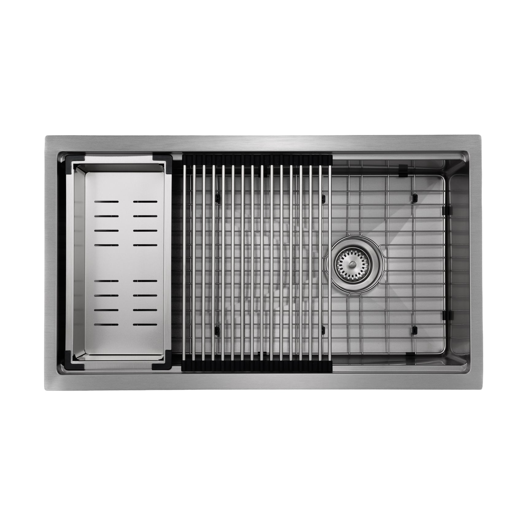 Master Chef - Armada  33" Stainless Steel-Culinary Sink w/offset Drain Antibacterial/cut Resist coated33.5x19.5x10 3