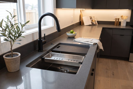 Master Chef - Armada  33" Stainless Steel-Culinary Sink w/offset Drain Antibacterial/cut Resist coated33.5x19.5x10 14