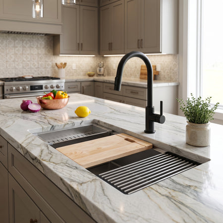 Master Chef -Armada 45" Stainless Steel- Workstation w/ accessories, antimicrobial and antiscratch coating. 15