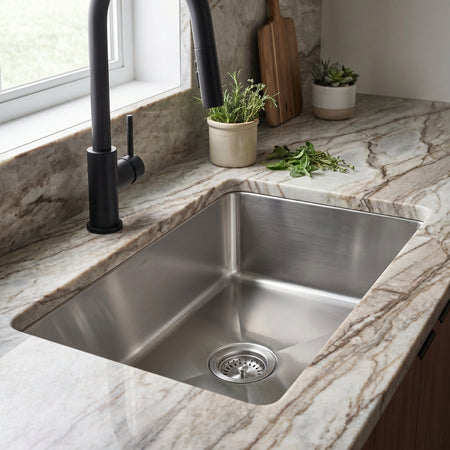 Master Chef- Bastia 23 16 Gauge Single Bowl Stainless Bar Sink, Radial Corners, 23x18x9 5