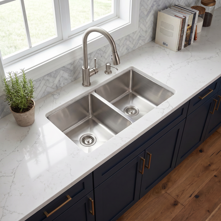 Master Chef-Cholet 16 Gauge 5050 Stainless Kitchen Sink, Radial Corners, 31x18x9/9 7