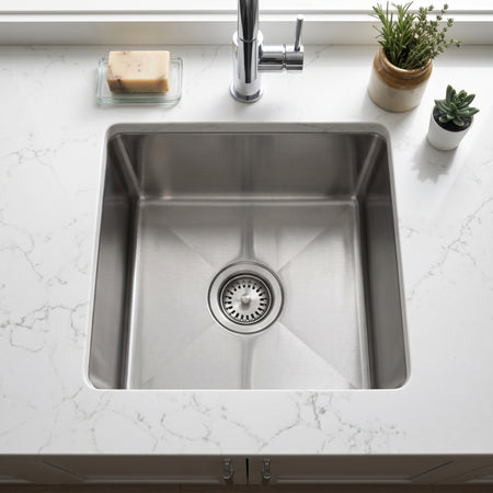 Master Chef- Colmar 16 Gauge Single Bowl Stainless Bar Sink, Radial Corners, 16x18x9 5