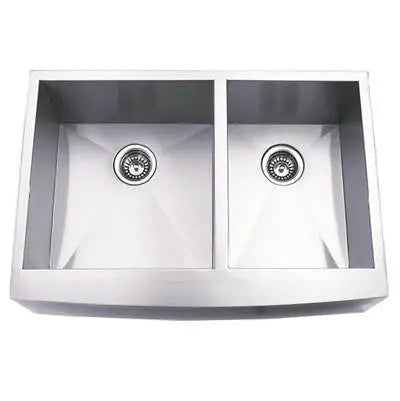 Master Chef - Toulouse 33 Radial  Culinary Chef 15 G Stainless Steel Apron Front Offset Double Bowl 33x21x10