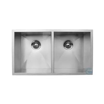 Master Chef- Tours Stainless SteelProfessional Culinary Sink 18 G Equal Double Bowl UM32x18x9 Master Chef