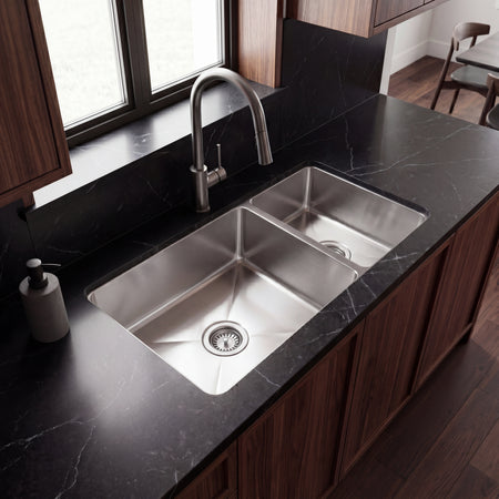 Master Chef-Vannes 16 Gauge 6040 Reversible Stainless Kitchen Sink, Radial Corners, 31x18x9/7 4 5