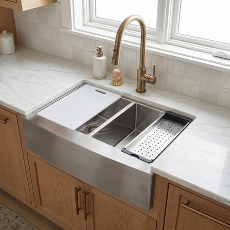Master Chef-Venice Retro 36 5050 Curved 6" RETRO Apron Workstation Sink, 36x22x10 10