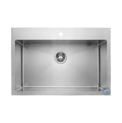 Master Chef - Versailles Radial TM 33x22x9 Topmount Single Bowl Modern Kitchen Sink 1 hole 18 G