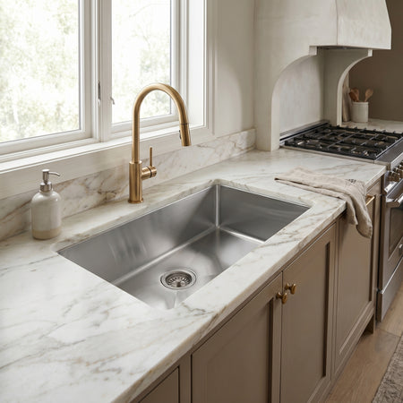 Master Chef - Versailles 32 Radial  Culinary Style Stainless Steel Kitchen Sink w/Slight RADIAL CORNERS 3