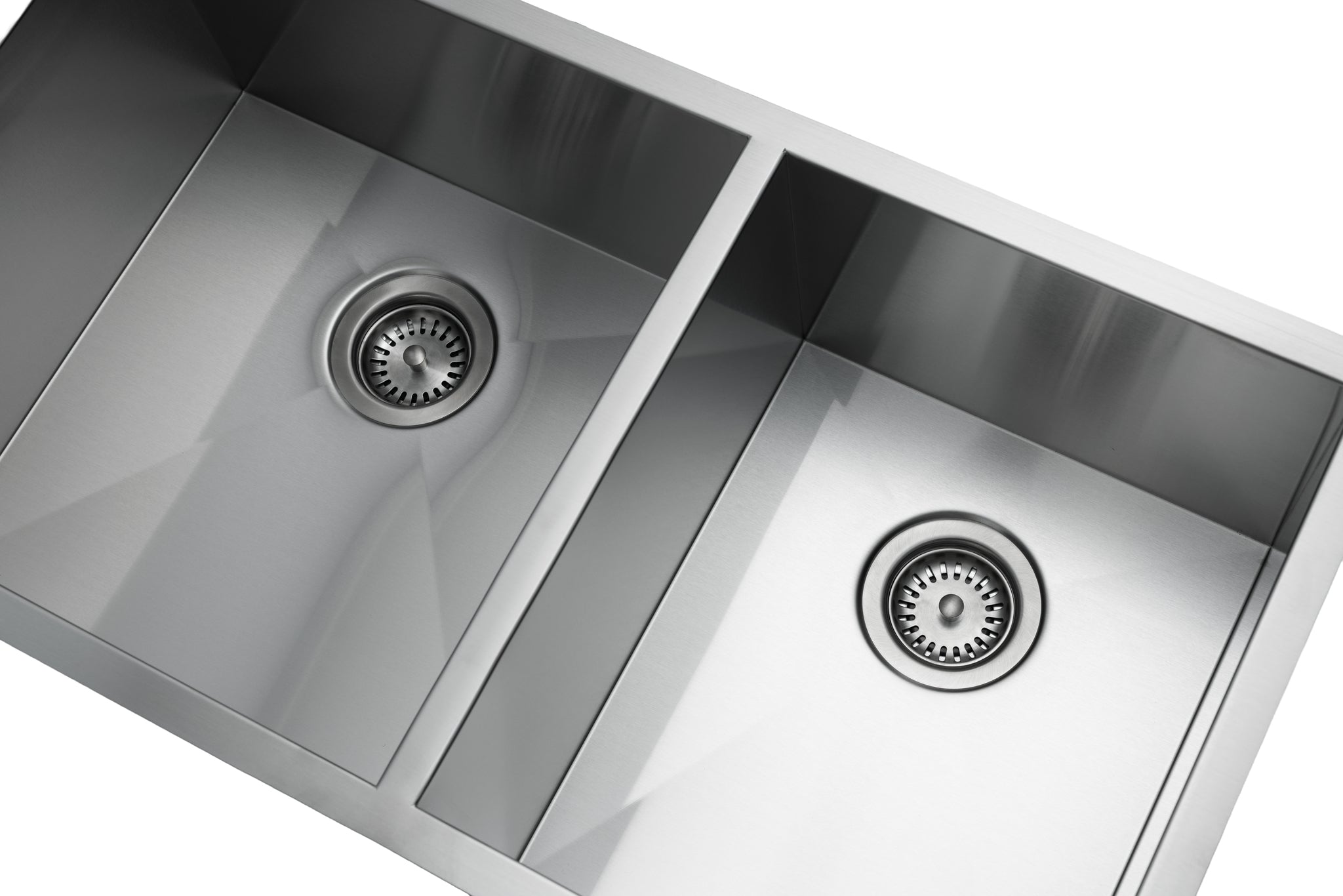 MasterChef - Orleans Premium 15 G Offset 60/40 Stainless Steel Kitchen Sink 33x18x10 SQUARE NONRADIAL CORNERS 2