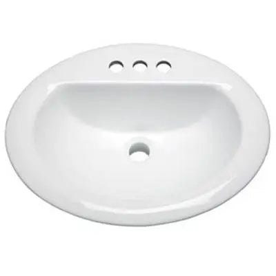 Oasis white porcelain topmount sink 20x18 inches with four faucet holes, ideal for kitchen or bathroom installation