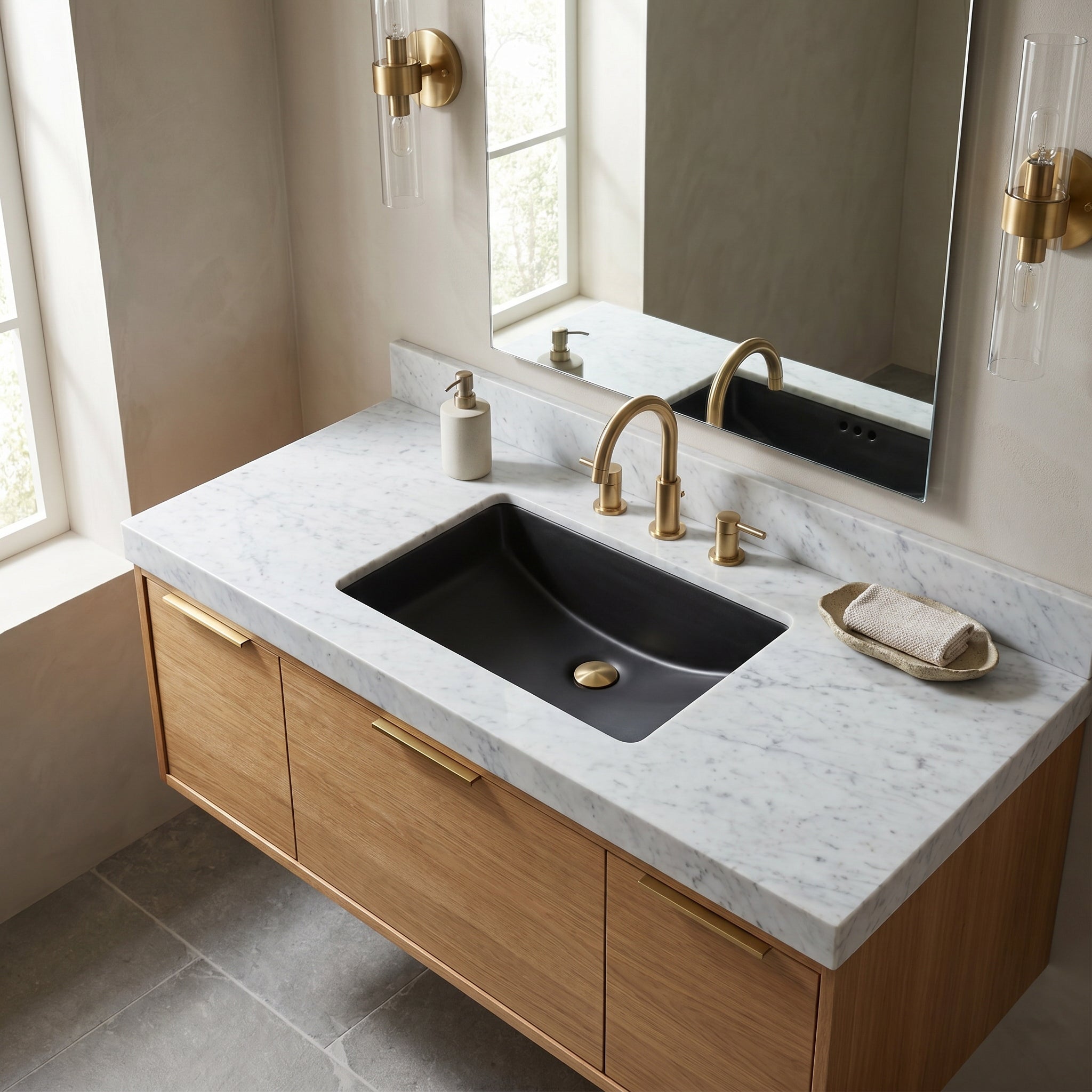 Oasis-Canyon Matte Black-Medium Rectangular lav UM Porcelain Sink 20.5x14.25 6