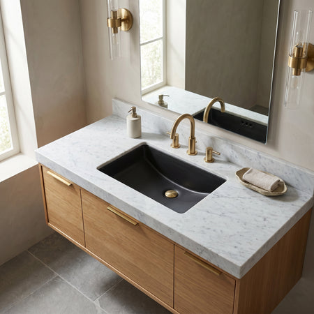 Oasis-Canyon Matte Black-Medium Rectangular lav UM Porcelain Sink 20.5x14.25 6