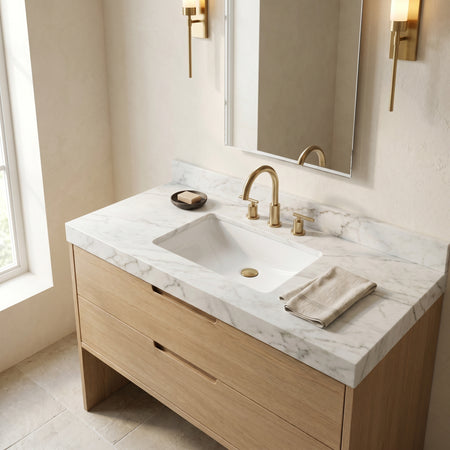 Oasis- Small Specialty Rectangular Porcelain UM White 18x11.5x6 O.D. 17x10.5 I.D. rear overflow 5