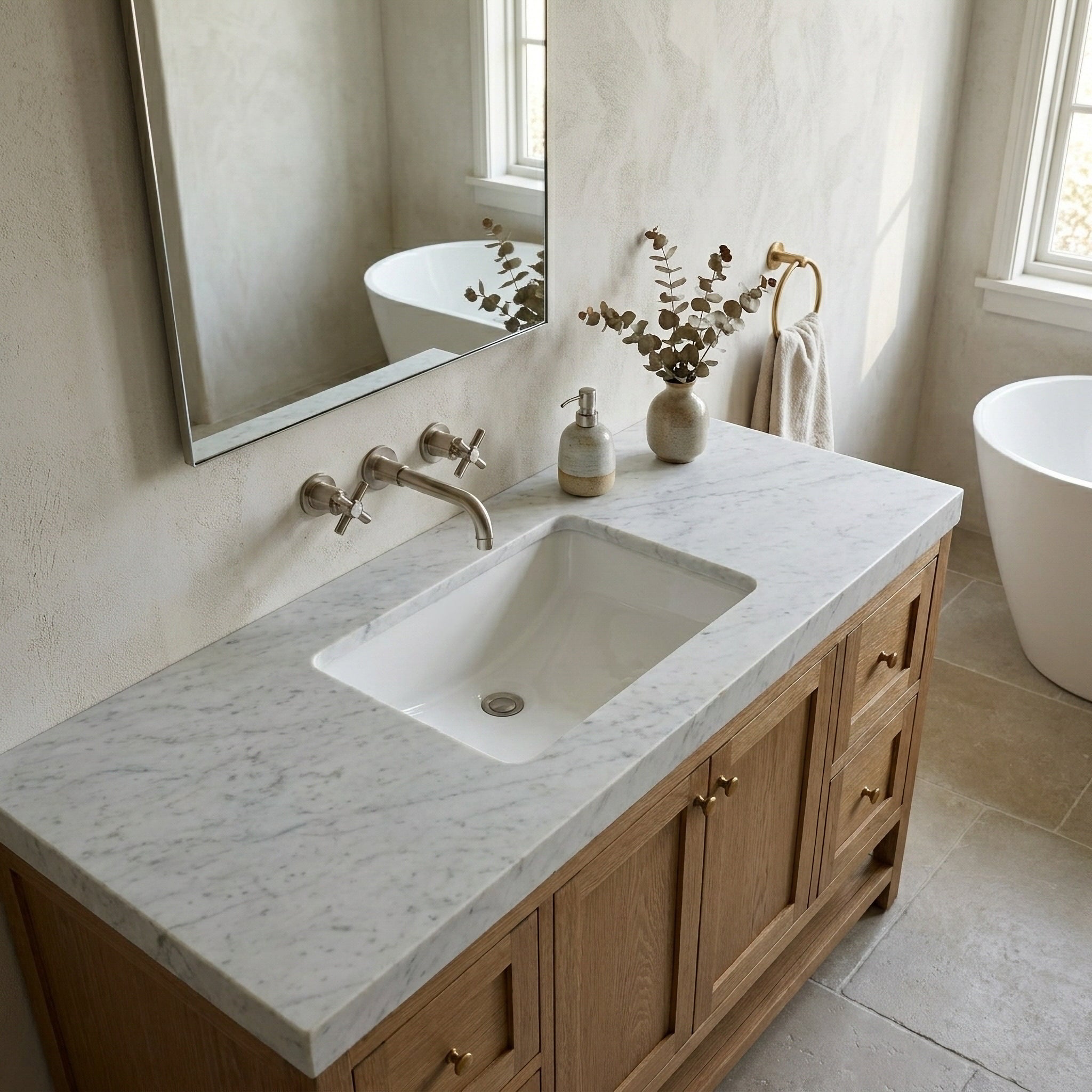 Oasis- Small Specialty Rectangular Porcelain UM White 18x11.5x6 O.D. 17x10.5 I.D. rear overflow 4