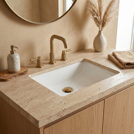 Oasis- Small Specialty Rectangular Porcelain UM White 18x11.5x6 O.D. 17x10.5 I.D. rear overflow 6