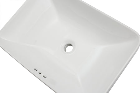 Oasis- Libra Rectangle Semi-recessed vessel w/deep basin &round edges Drop-in/vessel 22-5/8'x6-7/8'x16-1/8'White 3