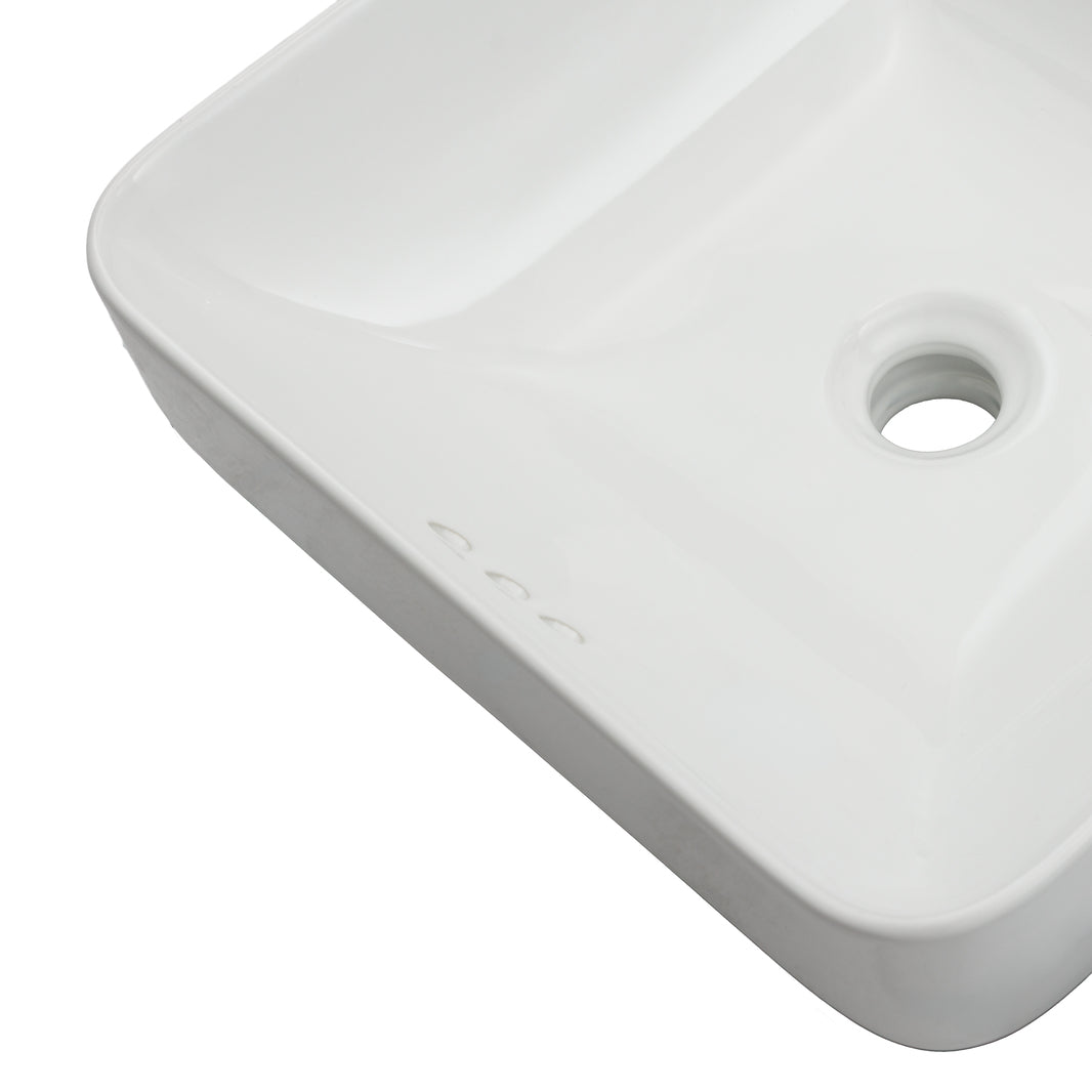 Oasis- Libra Square Semi-recessed vessel sinkdeep basin& rounded edgesDrop-in or vessel16-1/4' x 16-1/4' White 5
