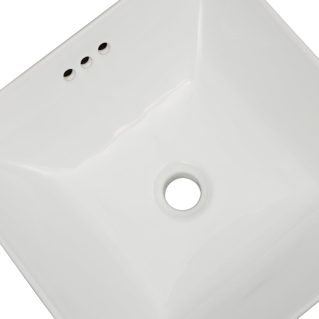 Oasis- Libra Square Semi-recessed vessel sinkdeep basin& rounded edgesDrop-in or vessel16-1/4' x 16-1/4' White 3