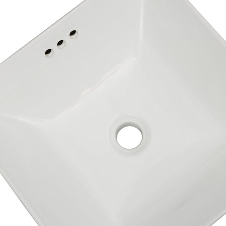 Oasis- Libra Square Semi-recessed vessel sinkdeep basin& rounded edgesDrop-in or vessel16-1/4' x 16-1/4' White 3