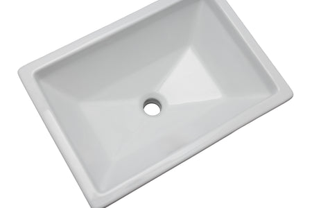 Oasis- Lyra Rectangle Porcelain UM w/decorative traditional design.Glaze White 21 3/4' x 15' x 7 3/8' 3