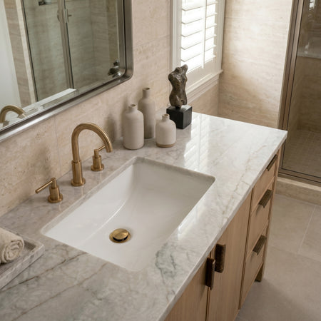 Oasis Phoenix white vitreous china rectangular lavatory sink with front overflow and dimensions 20x15x7.8 inches.
