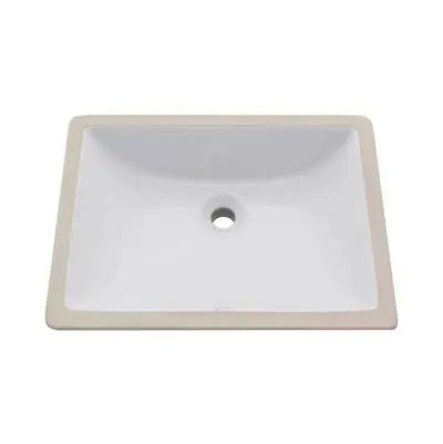 White Oasis Phoenix rectangular vitreous china lavatory basin with 20x15x7.8-inch dimensions, featuring a sleek, modern design.