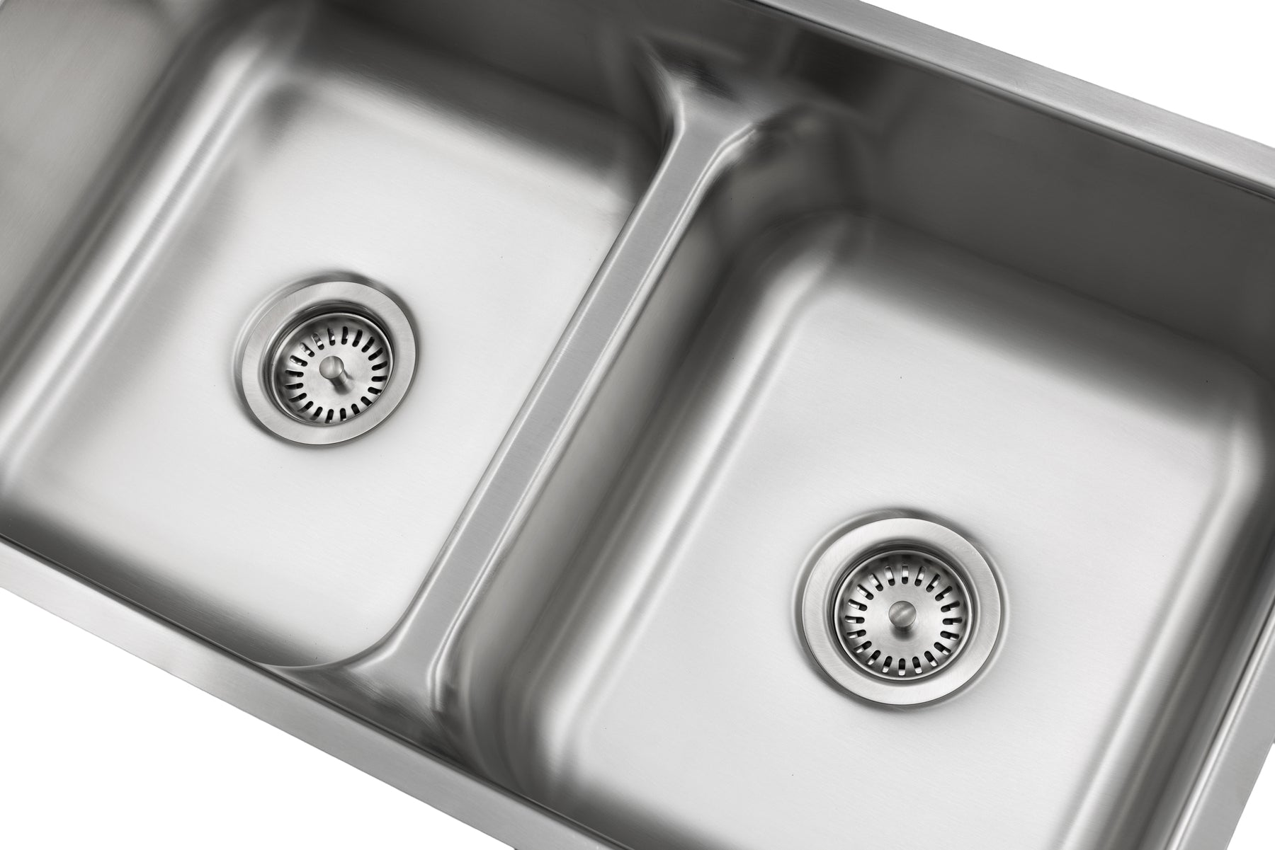 Presidential Adams Premium 18 G UM double bowl kitchen sink with 32.25x18.25x9/9 inch dimensions, stainless steel, contemporary design.