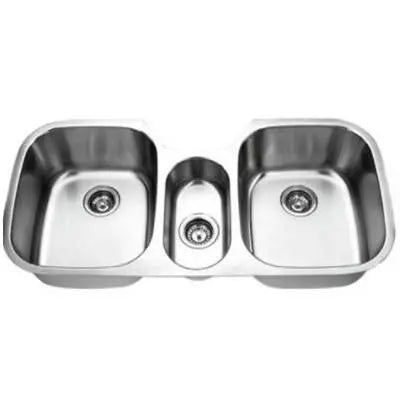 Presidential Buchanan 42-inch triple bowl stainless steel kitchen sink with 16-gauge steel and spacious basins.